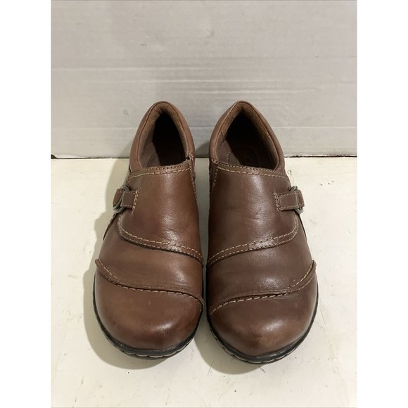 Clarks ASHLAND INDIGO Loafer Women Size 6.5M brown Pewter Leather Slip-On shoe - Picture 2 of 7